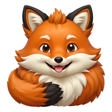 Floofy the Creampuff fox blackish away laughing, chubby. Black paws orange color sticker