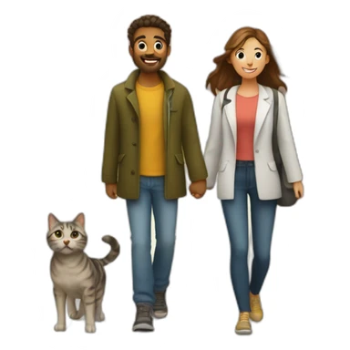 a couple of dog and cat phd student walking in park with dress sticker