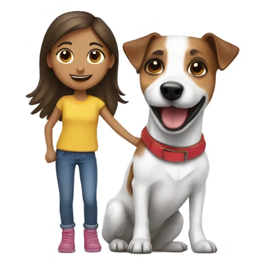 Jack russel with girl sticker