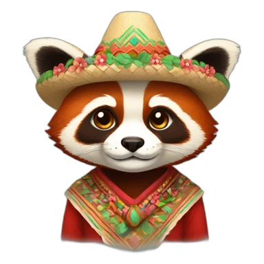 Red panda in Mexican attire sticker