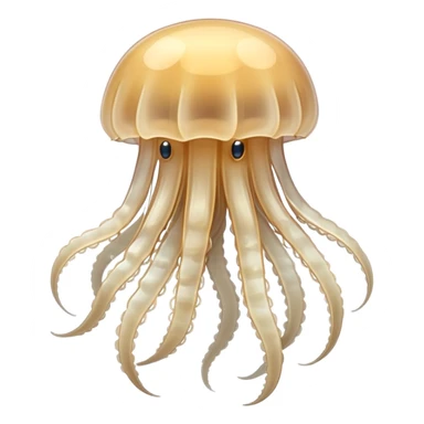 white beige jellyfish with translucent body and flowing tentacles sticker
