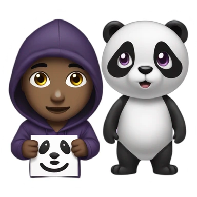 Purple pupil boy with panda hoodie holding sign with segs word sticker