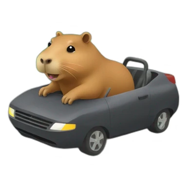 Capybara driving car sticker