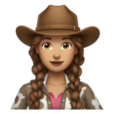 cow girl brown hair sticker