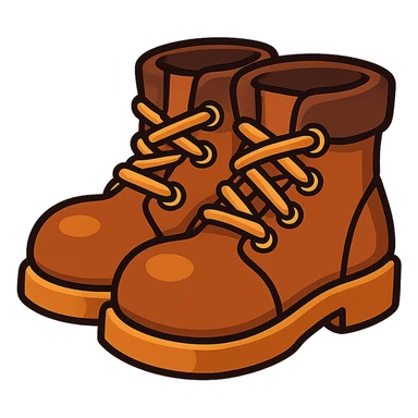 brown boots, 3D style, cartoonish look sticker