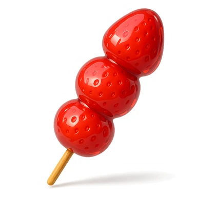 glossy red candied strawberry skewers (Tanghulu) with a crystal-clear sugar coating, realistic, no electronic or tech elements sticker