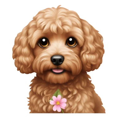  Cavapoo with light pink flower  sticker
