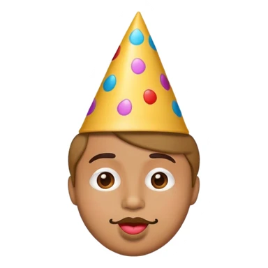 Kissing face emoji with a party hat sticker