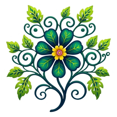 dark colorful filigree design, leaf shapes, flower shapes, nature shapes, toxic nature, toxic plants sticker