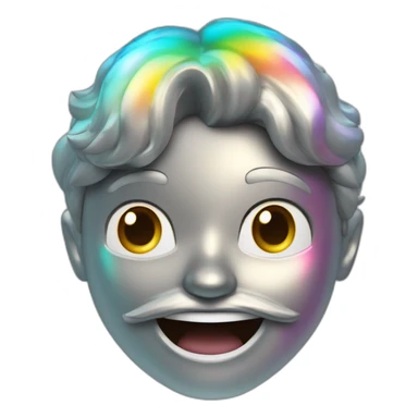 cara feliz cromo metalico efecto holografico sticker