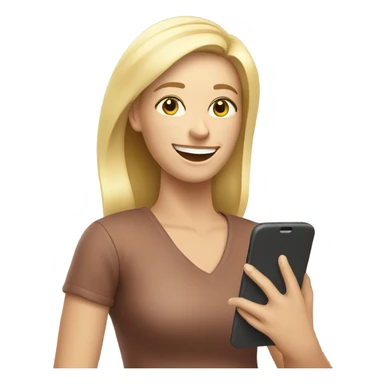 blondie woman happy with a smartphone on hands sticker