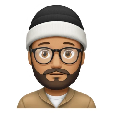 Quiero la cara mía con gafas y barba y un gorro blanco con cinta negra sticker