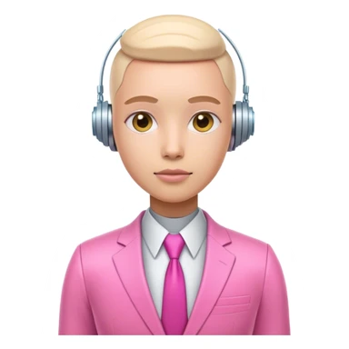 very human looking-like 3d robot office worker in intensive pink color suit sticker