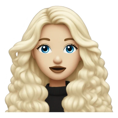 long blonde hair blue eyed girl wearing winter white blowing a kiss sticker