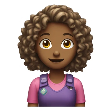 Girl with long curly hair playing a video game  sticker