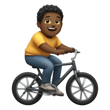 Make a fat black kid riding a bike  sticker