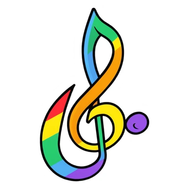 Music clef note in rainbow  sticker