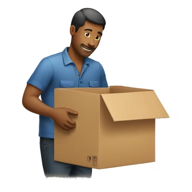 a man packing an item to a box sticker
