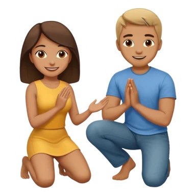 Woman kneeling in front of man sticker