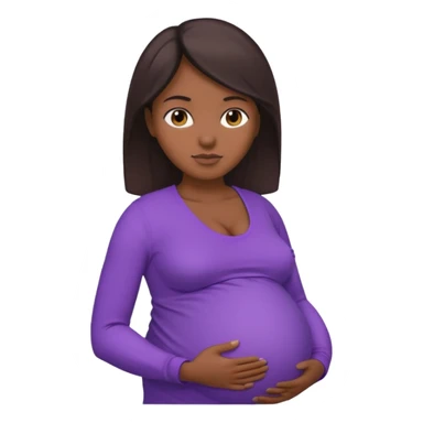 Dark brownskin woman with purple shirt, pregnant with head, neck and upper thorax only sticker