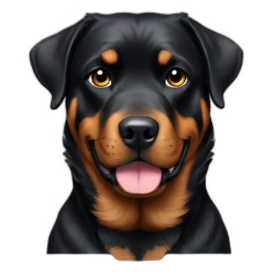 A Rottweiller and a golden sticker
