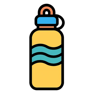 water bottle decoration icon with black outlines in colorful style sticker