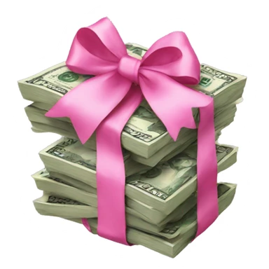 Money stack with pink bow sticker