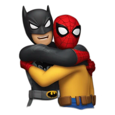 spiderman hugging batman sticker