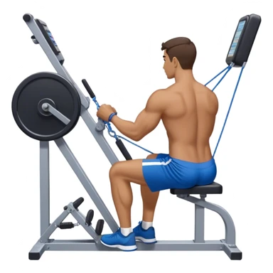 back view of man with blue shorts using seated cable-rows machine sticker