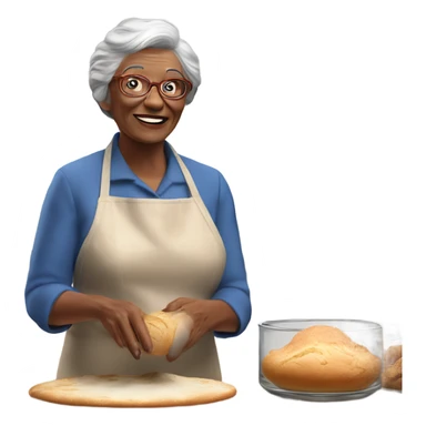 Create a 3d hyper realistic photo of a senior woman baking  sticker
