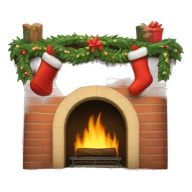 Fireplace with Christmas garland and stockings sticker