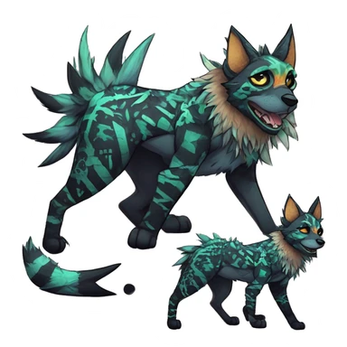 cool edgy animal fursona creature by griffsnuff & LiLaiRa & Falvie with badass colors with patterns and a spiked collar full body sticker