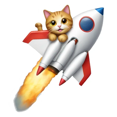 A cat on top of a rocket sticker