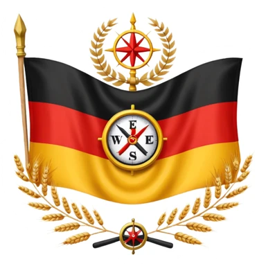 The flag of East Germany (the German Democratic Republic or GDR) consisted of the traditional German black, red, and gold horizontal tricolor, distinguished by a central emblem of a Centered in the red band, the national emblem featured a hammer, a compass, wreath of wheat. sticker