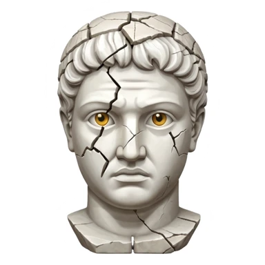 greek statue head with one part broken  sticker