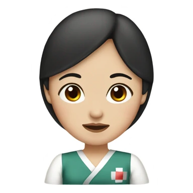 Pregnant Mexican/Japanese nurse, brown eyes, nose ring, dark red/black hair sticker