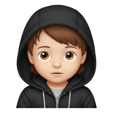baby with brown hair and black hoodie sticker