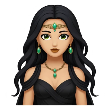  Achlys, Poison Goddess from Rome Mythology with long black hair, black outfit sticker