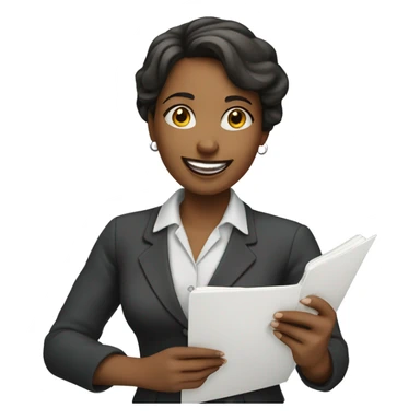 Lady teacher hold the empty pad with normal smile sticker