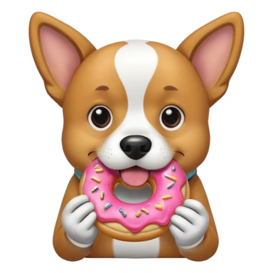 Dog munching on a donut sticker