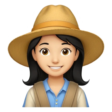 tourist kid with big hat and black hair sticker