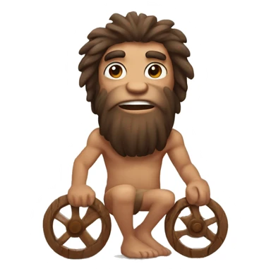 caveman with wooden wheels sticker