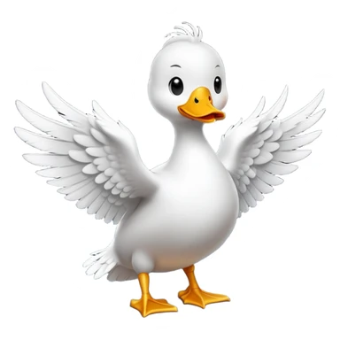 cinematic-[white duck]-realistic-full-body-perched-emoji,-wings-tucked-neatly,-head-tilted-dramatically,-sleek-[white]-feathers,-simplified-yet-realistic-focused-features,-highly-detailed,-glowing-with-an-almost-sarcastic-glow sticker