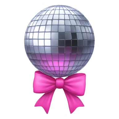 A disco ball with a pink bow on top  sticker