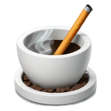 Cigarette in a ashtray, a cup of coffee beside  sticker