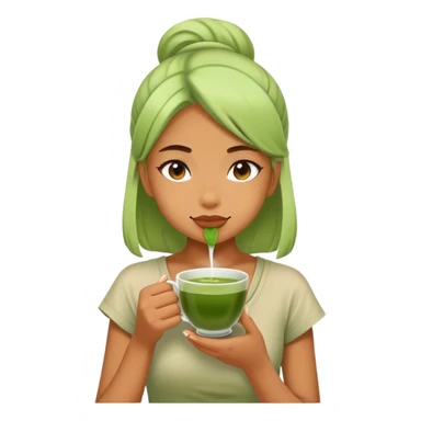 A girl drinking matcha tea sticker