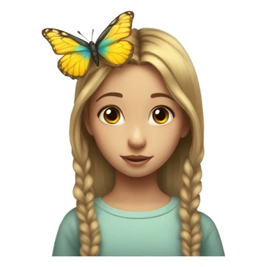 A butterfly on a girls head sticker