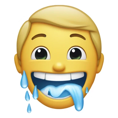 Waterfall tears with laughing face sticker
