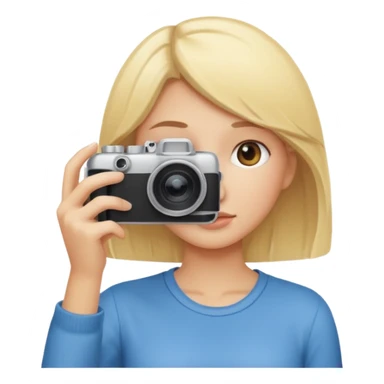 blonde cartoon girl taking picture camera in front of her face sticker