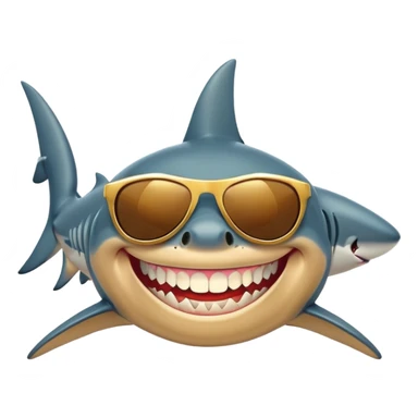 cartoon shark smiling with gold teeth wearing dark sunglasses sticker